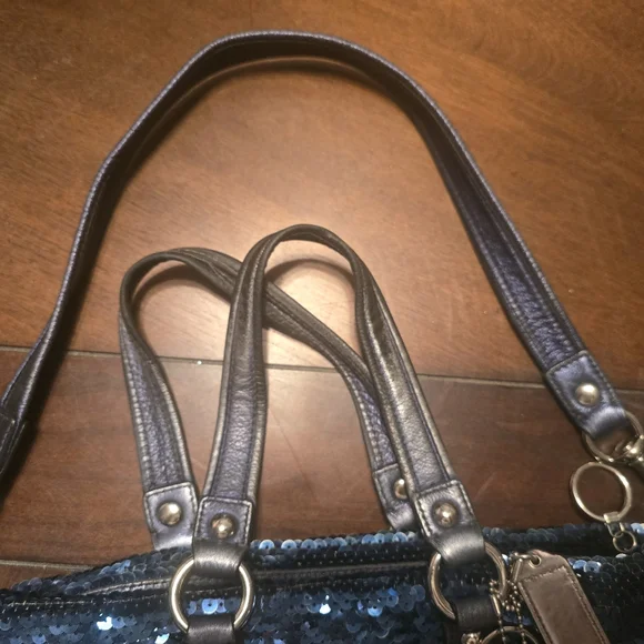 Coach Poppy Blue Sequin Handbag - Picture 2 of 11
